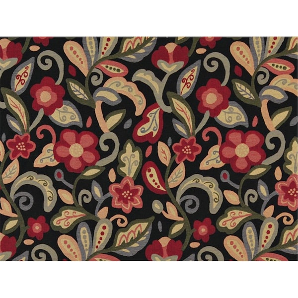 Designer Fabrics 54 in. Wide Green- Red- Orange And Black- Floral Contemporary Upholstery Fabric K0023C - main